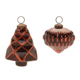 Tree and Onion Ornament (Set of 6) 3"H, 4"H Glass