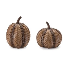 Pumpkin (Set of 2) 7.5"D x 6.5"H, 6.5"D x 8.5"H Resin