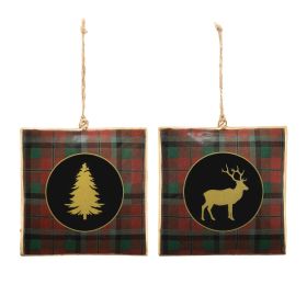 Plaid Square Ornament (Set of 6) 4.25"H Iron