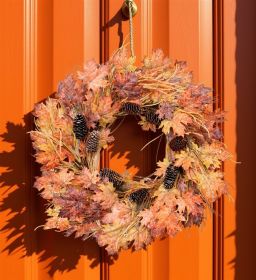 Mixed Maple Leaf Wreath 26"D Polyester