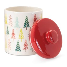 Cookie Jar w/Tree Pattern 7"D x 10"H Ceramic