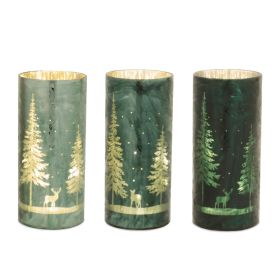LED Luminary (Set of 3) 8.5"H Glass 3 AA Batteries Not Included