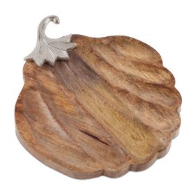Pumpkin Plate 15.75"L x 13"W x 1.75"H Wood/Aluminum
