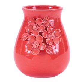 Vase w/Floral (Set of 2) 6.5"H Stoneware