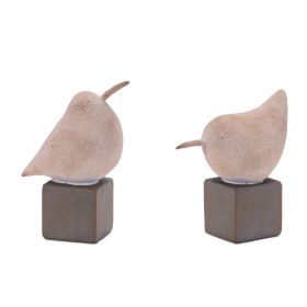 Bird on Base (Set of 2) 4.75"H, 5.5"H Resin