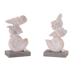Shell Stack (Set of 2) 8"H Resin