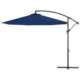 10 Cantilever Tilt Offset Patio Umbrella W UV & Water Safe Material & Cross Base Weight Not Included, Navy Blue