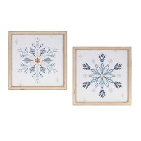Snowflake Print (Set of 2) 13.5"SQ MDF