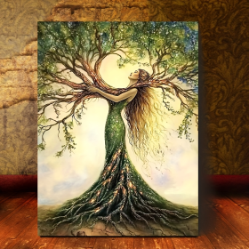 Room Decor 1pc Tree Of Life Canvas Art Print, Wooden Framed Nature-Inspired Wall Decor For Living Room, Bedroom, Office, Cafe - Unique Gift Idea, (Option: 24X18inch)