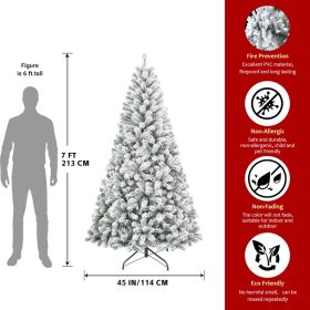 Unlit Artificial Christmas Tree Snow Flocked Fake Christmas Tree With Foldable Base (Option: 7ft)