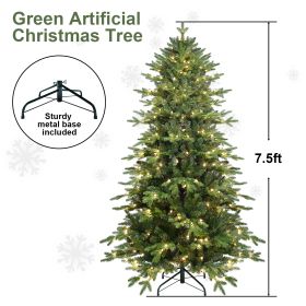 PVC Christmas Tree, Christmas Decorations, Green, With Lights (Option: Half of 15ft)