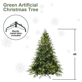 PVC Christmas Tree, Christmas Decorations, Green, With Lights (Option: 4FT)