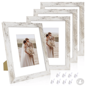 8x10 Picture Frames Set of 4, Display Pictures 5x7 with Mat or 8x10 without Mat, Photo Frames for Wall or Tabletop Display (Color: 8X10-FGB-4PC)