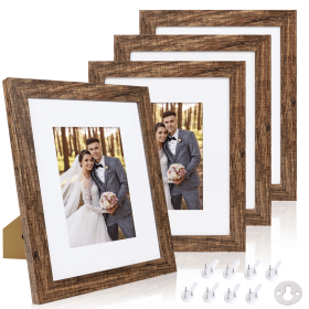 8x10 Picture Frames Set of 4, Display Pictures 5x7 with Mat or 8x10 without Mat, Photo Frames for Wall or Tabletop Display (Color: 8X10-FGZ-4PC)