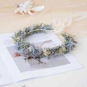 Handmade Natural Dried Flower Corsage Starry Crown Bride Wedding Party Birthday Adult Children's Headdress (Option: Child)